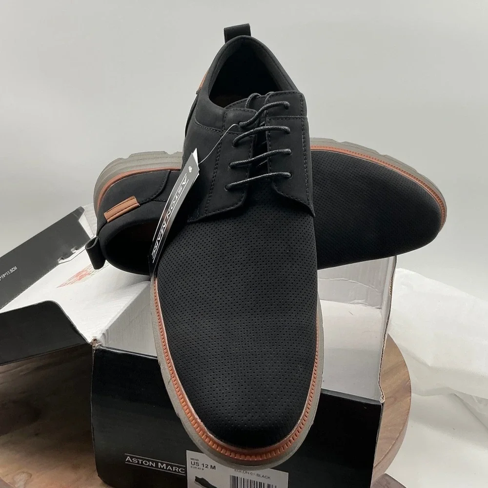 Aston Marc Eglon-01 Mens Black Perforated Hybrid Dress Sneakers Size 12 H-7112